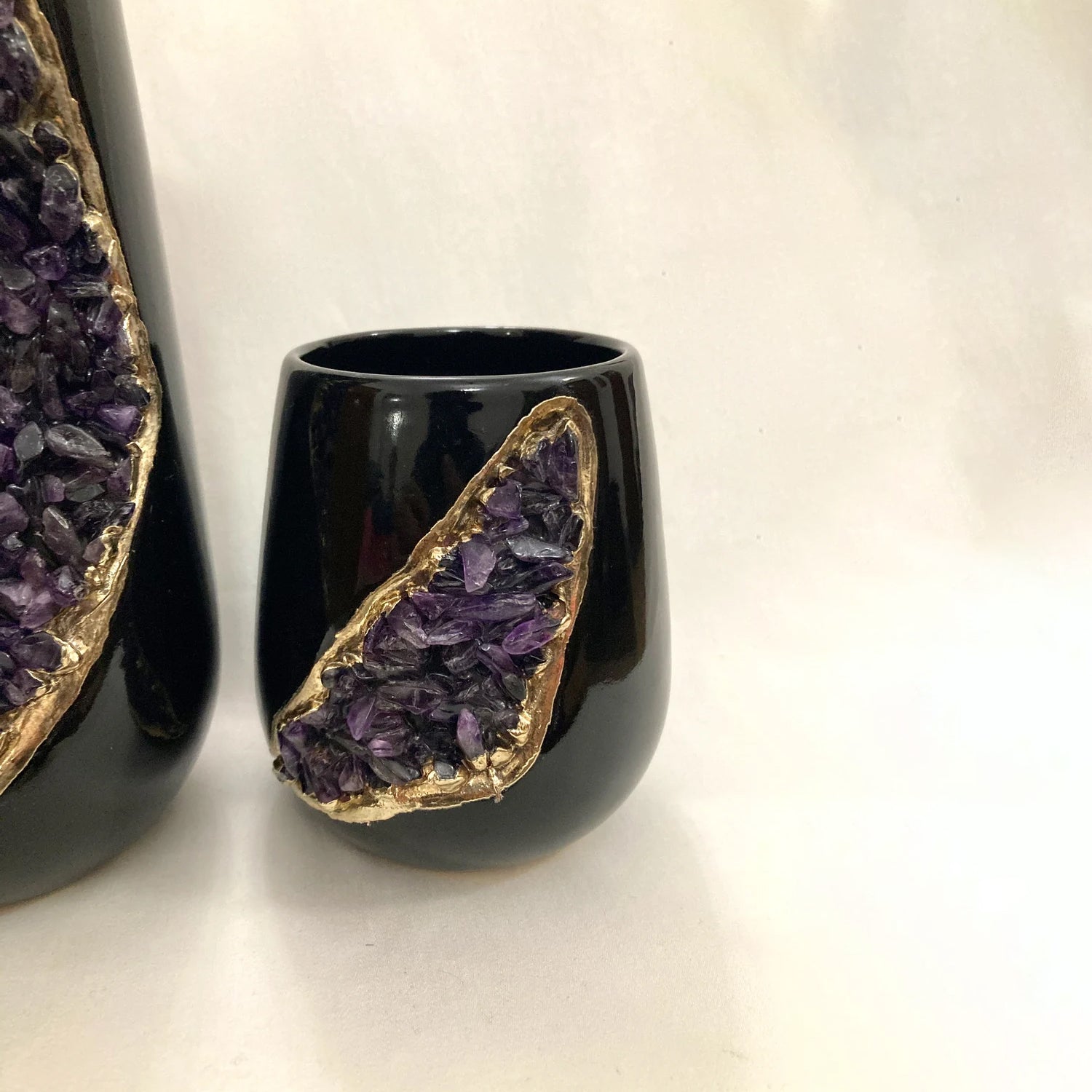 Set of 2 Black Ceramic Vases The Tangerine Store