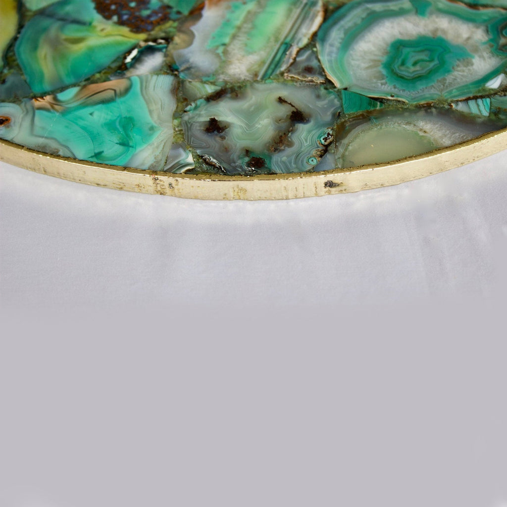 Green Agate Serving Tray With Brass Handles | Circular The Tangerine Store