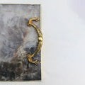 Smoky Quartz Agate  Serving Tray With Brass Handles The Tangerine Store