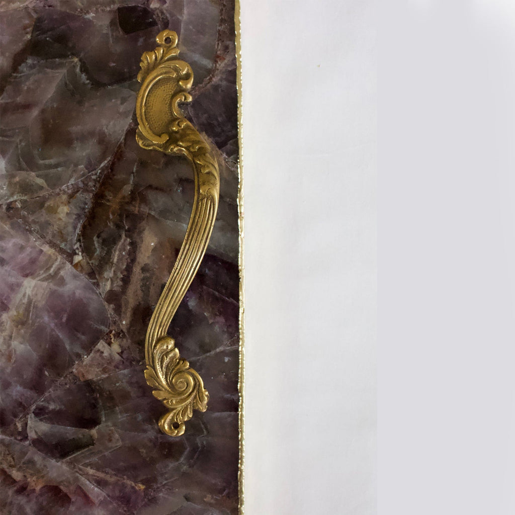 Amethyst Agate Serving Tray With Brass Handles | Square The Tangerine Store