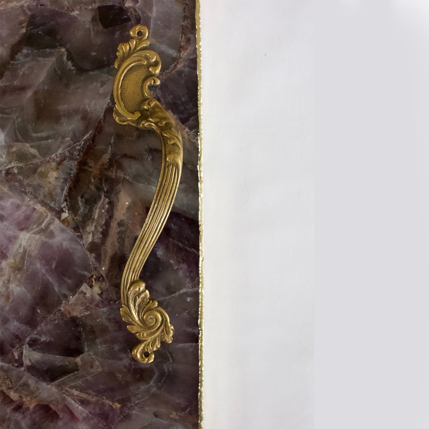 Amethyst Agate Serving Tray With Brass Handles | Square The Tangerine Store