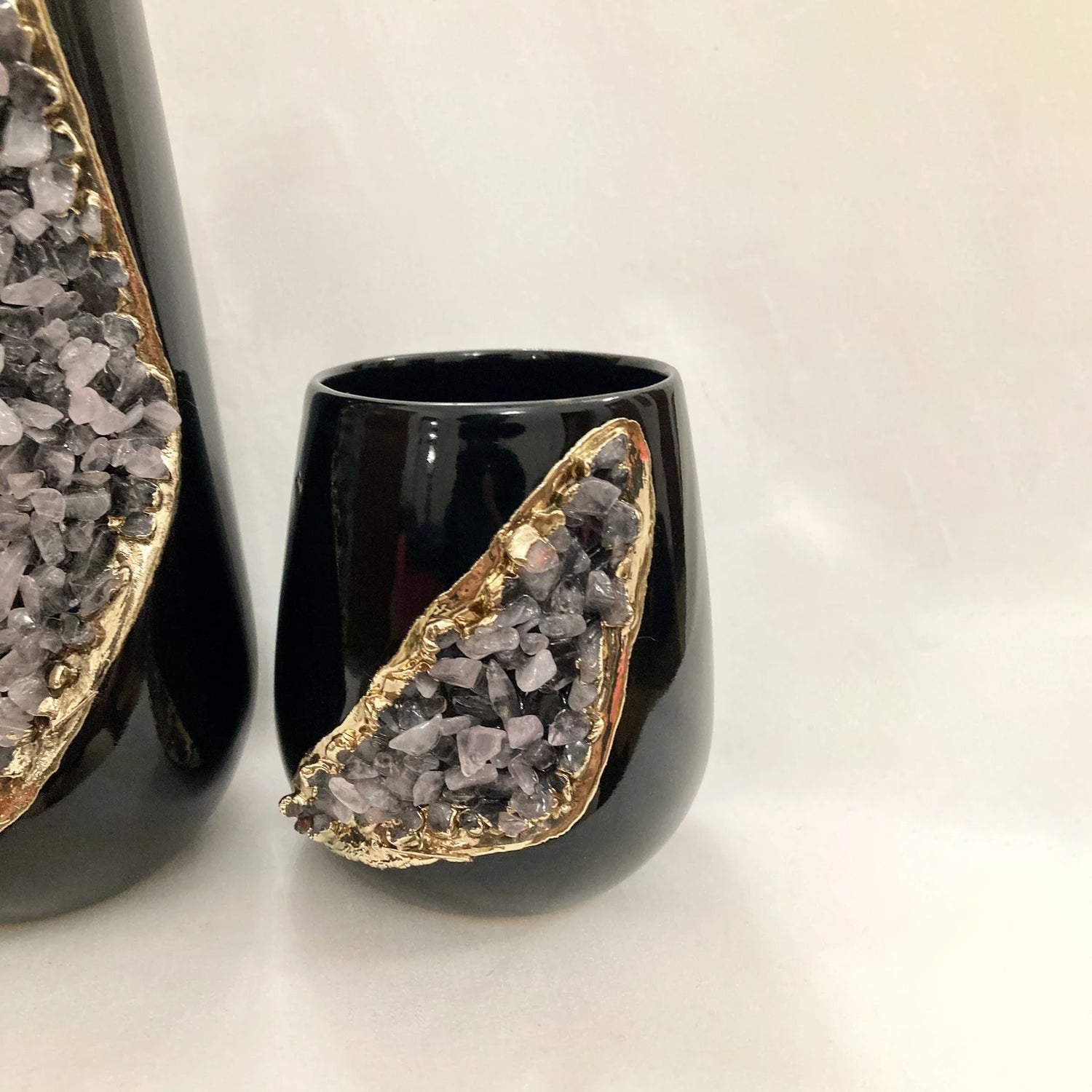 Set of 2 Black Ceramic Vases The Tangerine Store