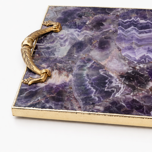 Amethyst Agate Serving Tray With Brass Handles The Tangerine Store