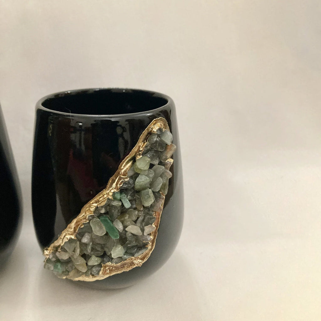 Set of 2 Black Ceramic Vases The Tangerine Store