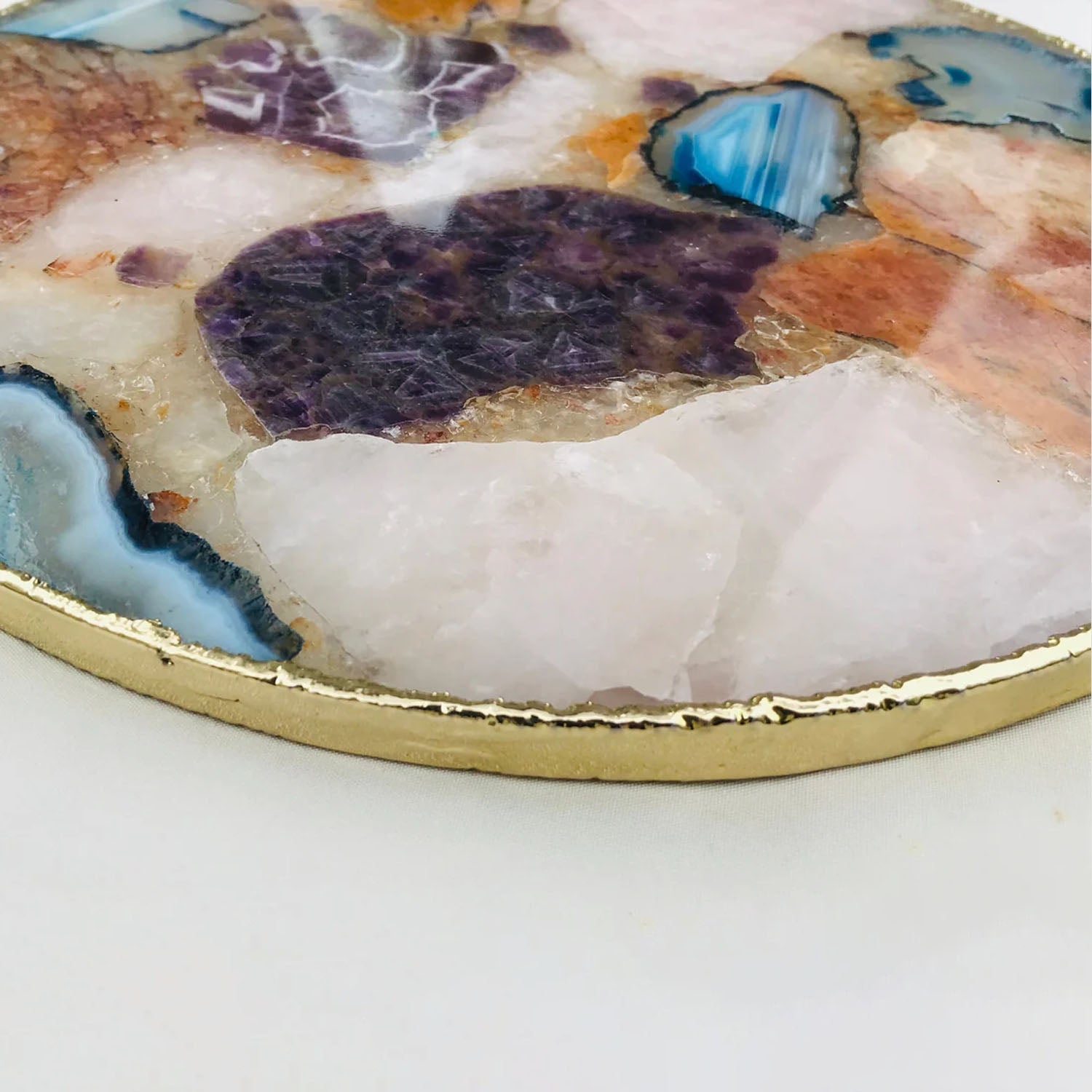 Large Multicolored 12" Diameter Agate Platter/Tray/Personalised Momentos/Sign Boards The Tangerine Store