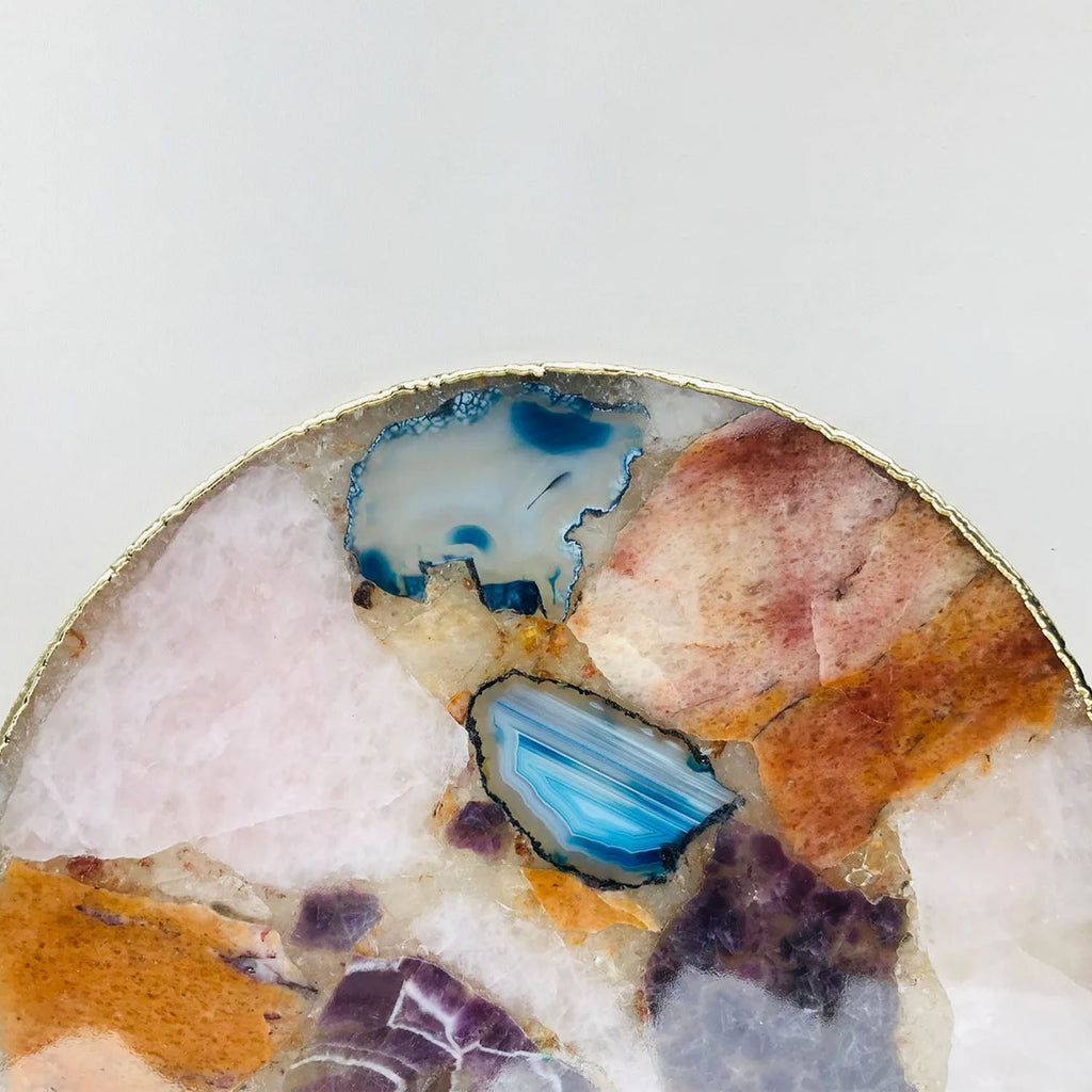 Large Multicolored 12" Diameter Agate Platter/Tray/Personalised Momentos/Sign Boards The Tangerine Store