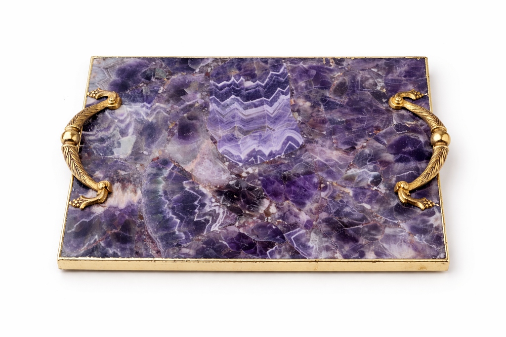 Amethyst Agate Serving Tray With Brass Handles The Tangerine Store