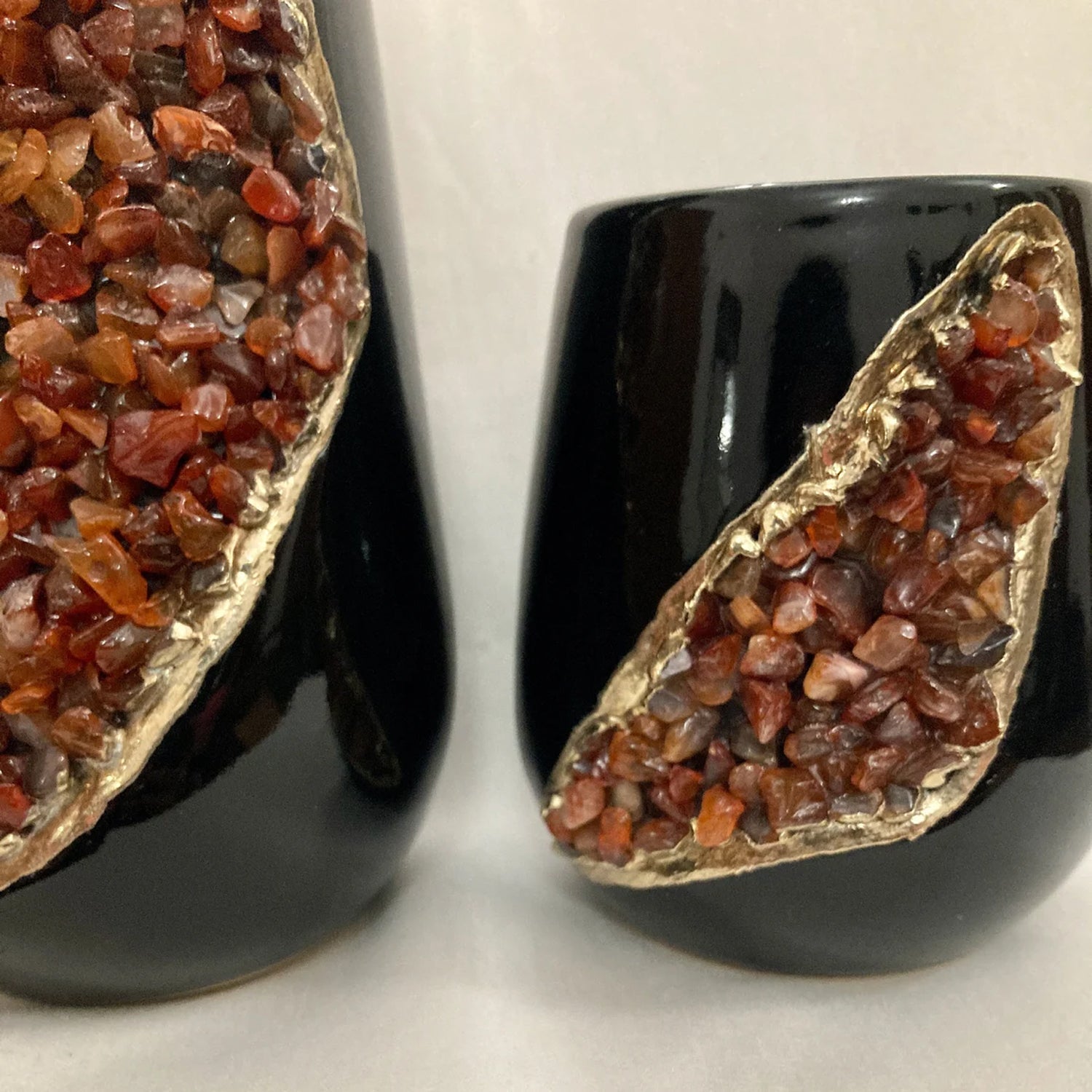 Set of 2 Black Ceramic Vases The Tangerine Store