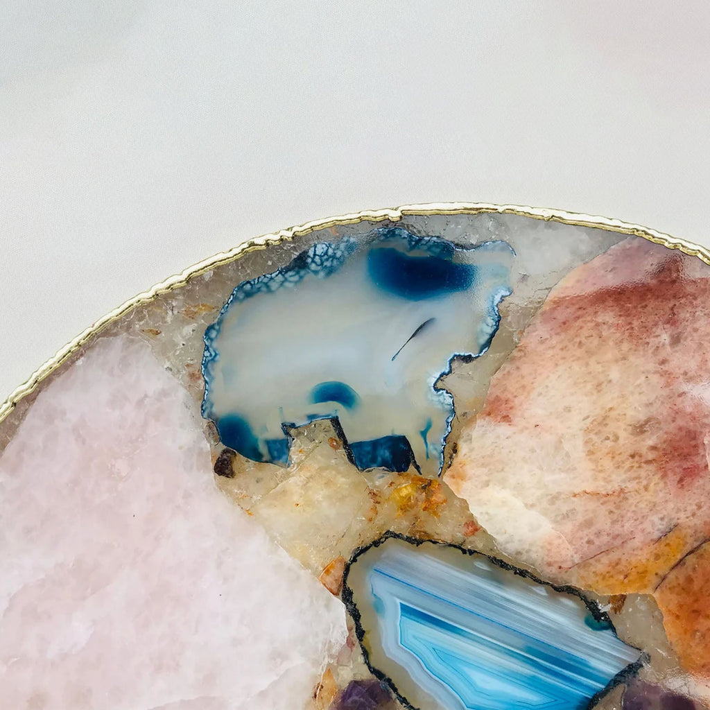 Large Multicolored 12" Diameter Agate Platter/Tray/Personalised Momentos/Sign Boards The Tangerine Store