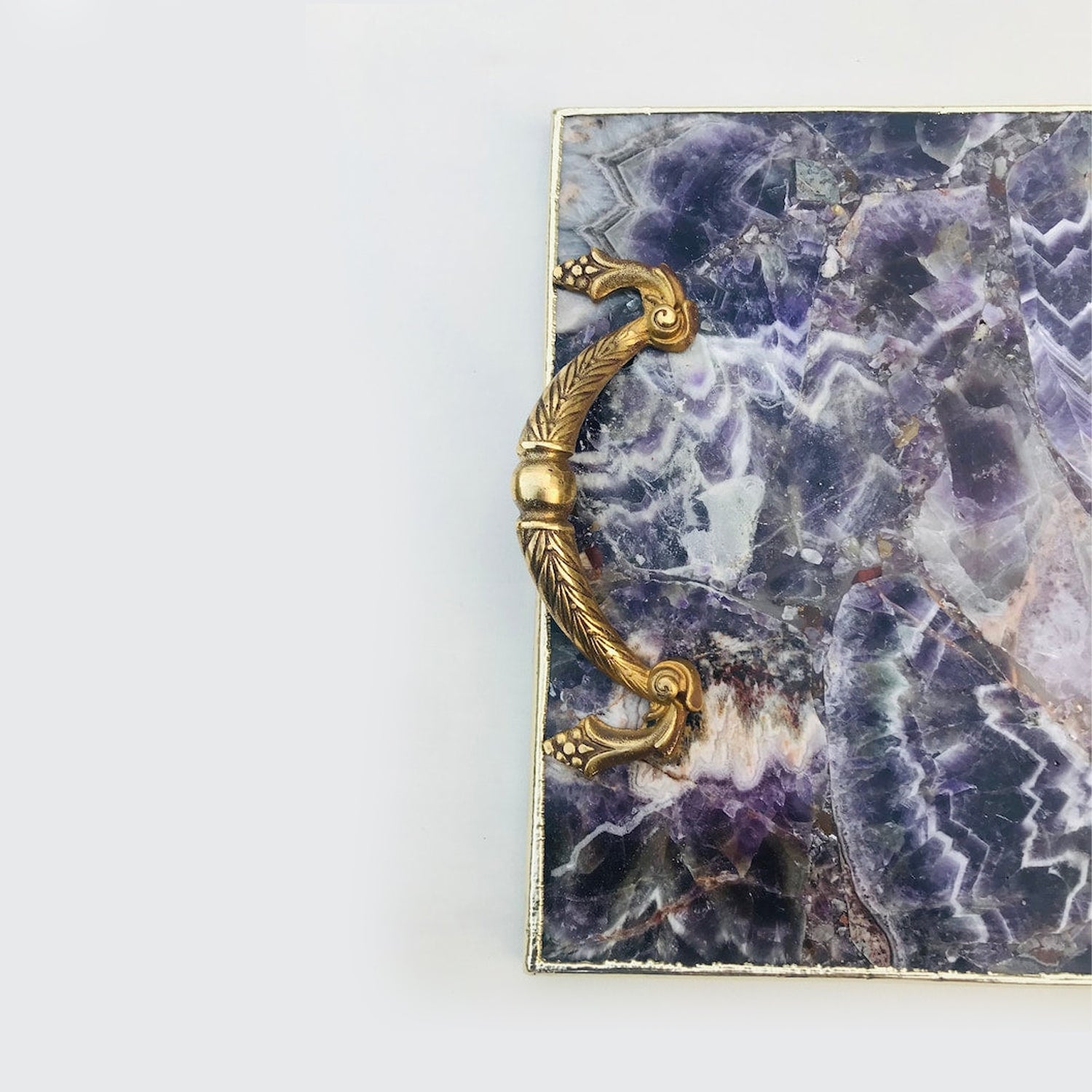 Amethyst Agate Serving Tray With Brass Handles The Tangerine Store