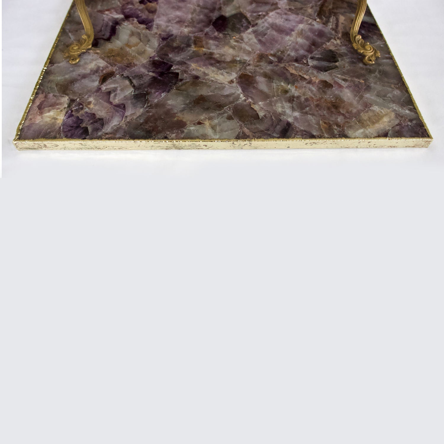 Amethyst Agate Serving Tray With Brass Handles | Square The Tangerine Store