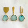 Set of 3 Aqua Agate Cheese Knives/Spreaders The Tangerine Store