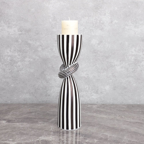 Bougeoir en résine rayures noir et blanc - MaisonZen