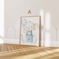 Niedliches Elefanten Kinderzimmer Poster · Aquarell Elefant mit Ballon · Babyzimmer Wanddeko · Pastell Tierillustration · Print ohne Rahmen JUSTGOODMOOD
