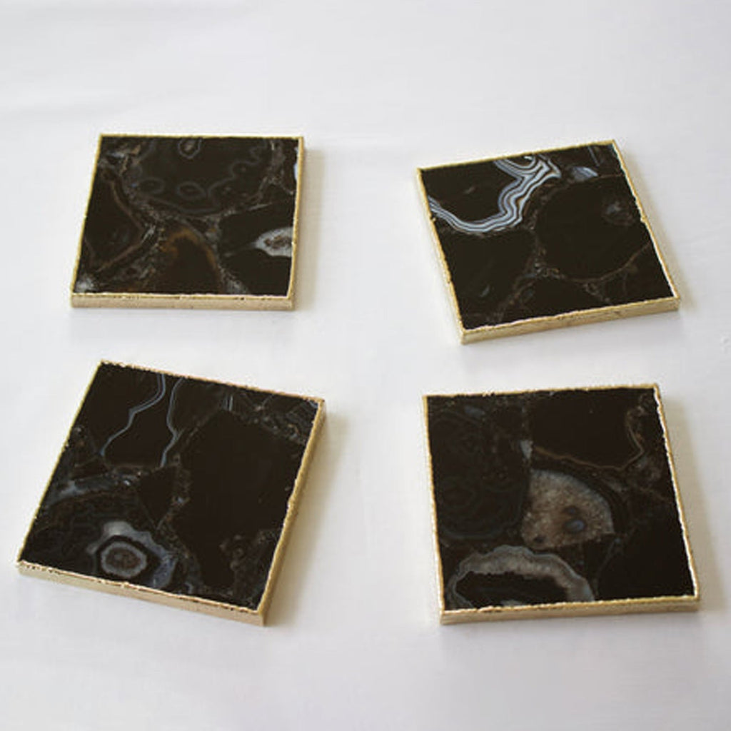 Black Agate - Set of 4 Large Square Coasters | Personalised Momentos The Tangerine Store