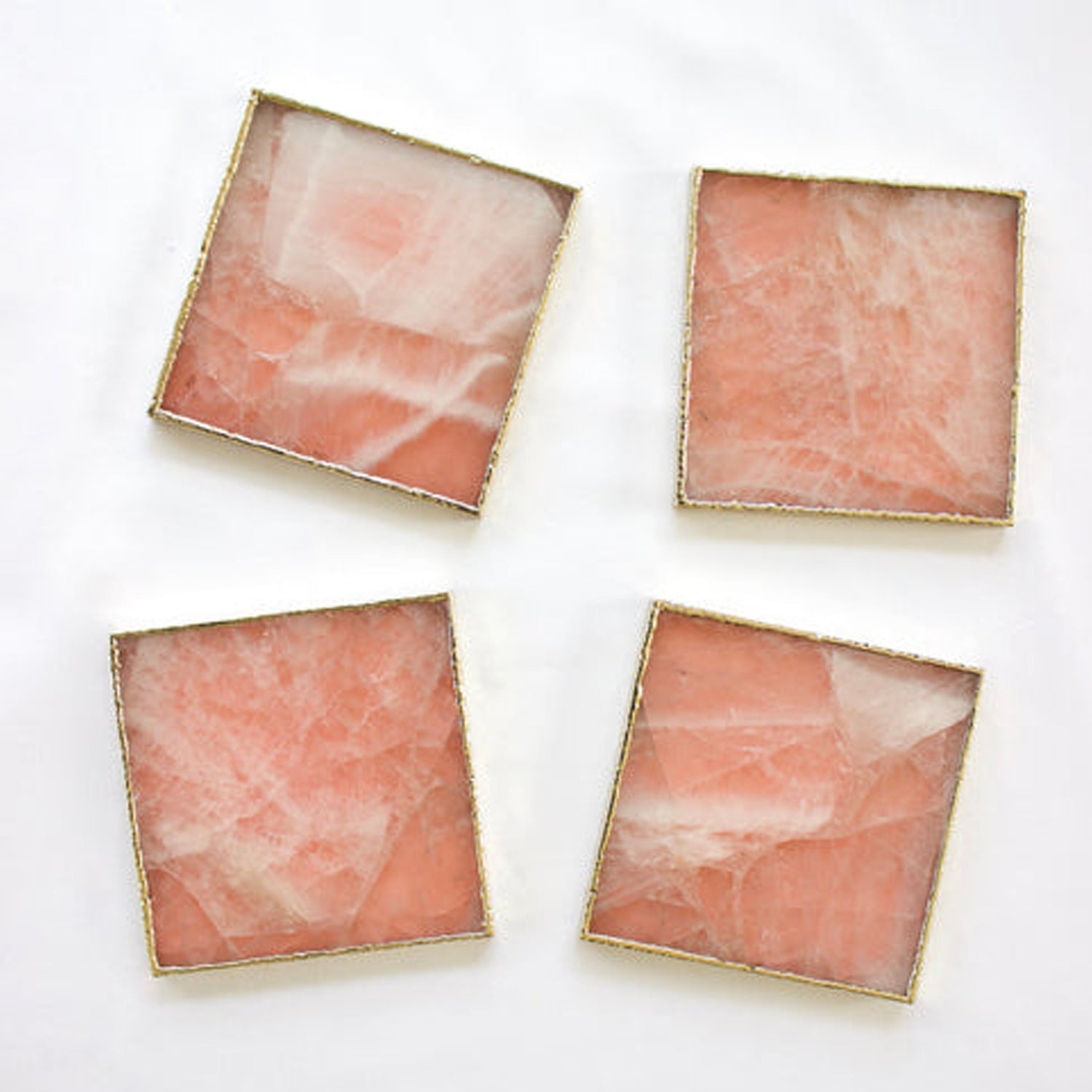 Rose Quartz Agate - Set of 4 Large Square Coasters | Personalised Momentos The Tangerine Store