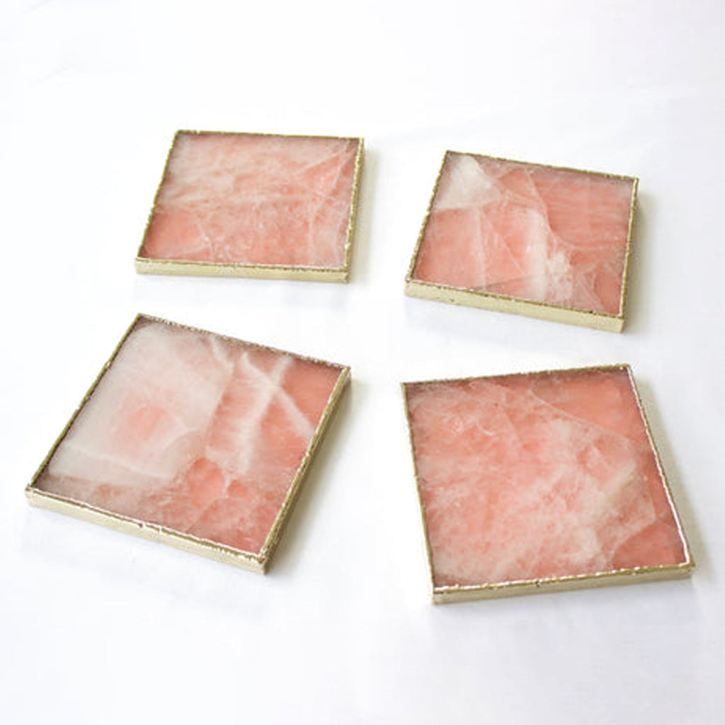 Rose Quartz Agate - Set of 4 Large Square Coasters | Personalised Momentos The Tangerine Store