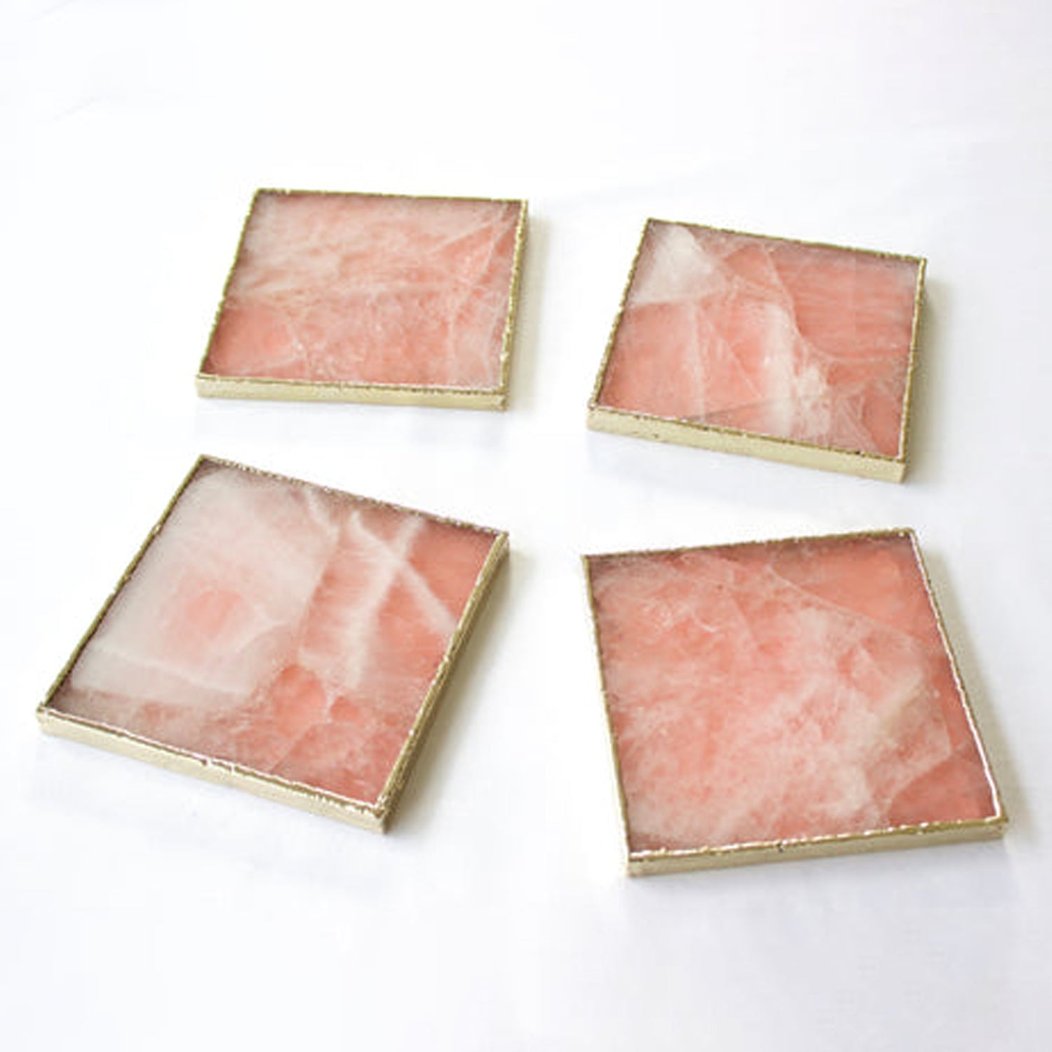 Rose Quartz Agate - Set of 4 Large Square Coasters | Personalised Momentos The Tangerine Store