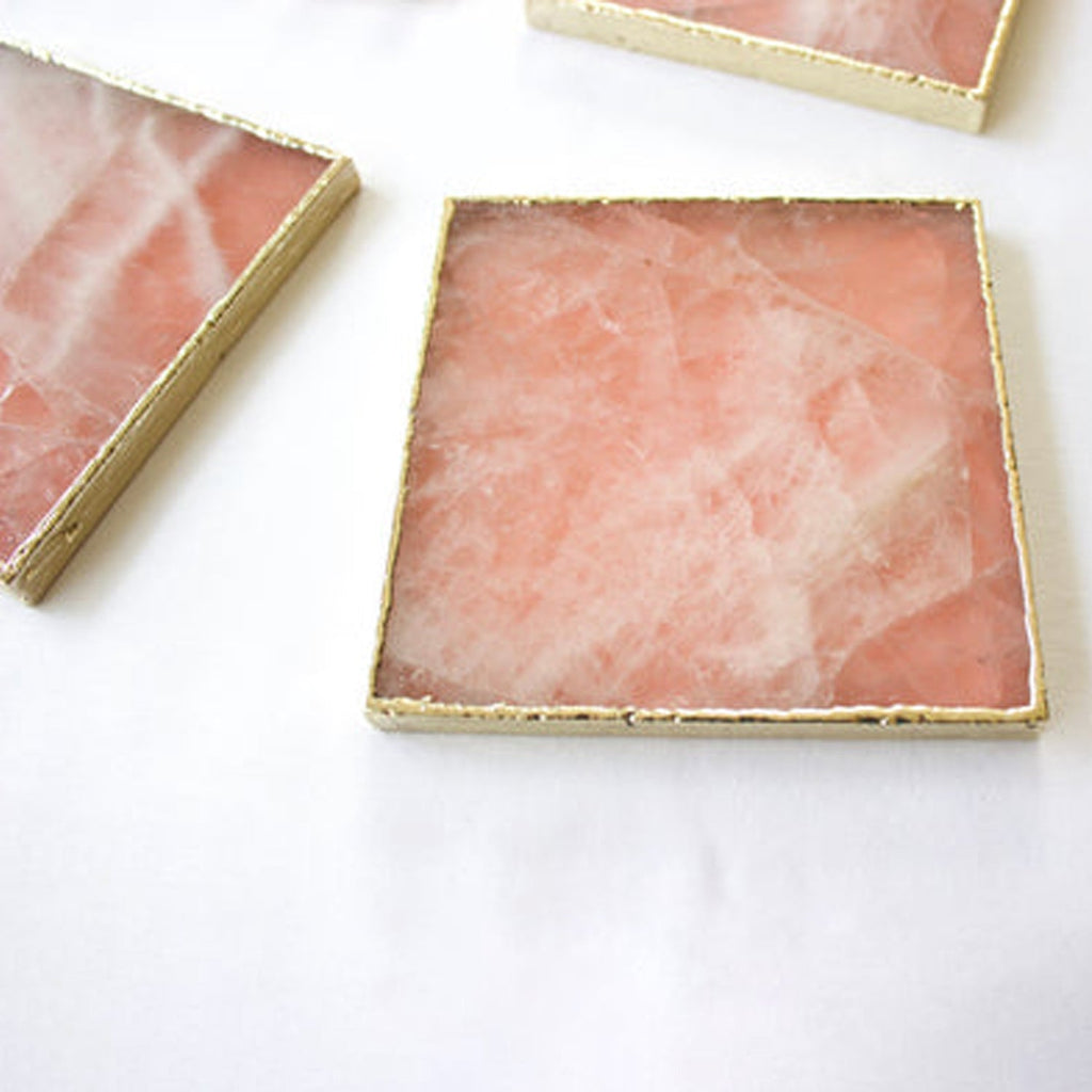 Rose Quartz Agate - Set of 4 Large Square Coasters | Personalised Momentos The Tangerine Store