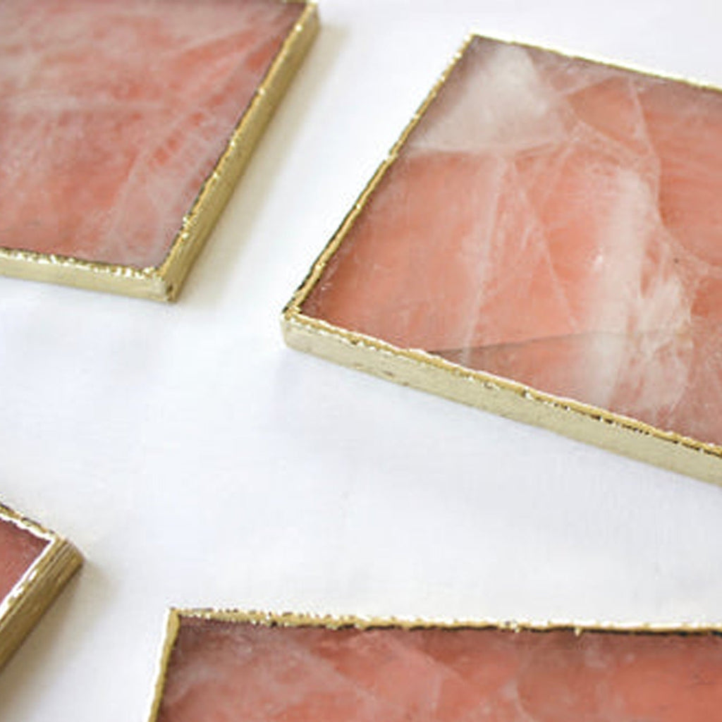 Rose Quartz Agate - Set of 4 Large Square Coasters | Personalised Momentos The Tangerine Store