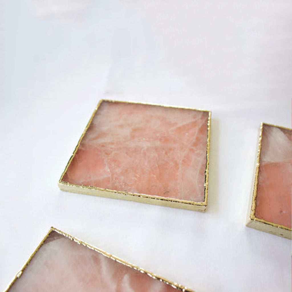 Rose Quartz Agate - Set of 4 Large Square Coasters | Personalised Momentos The Tangerine Store