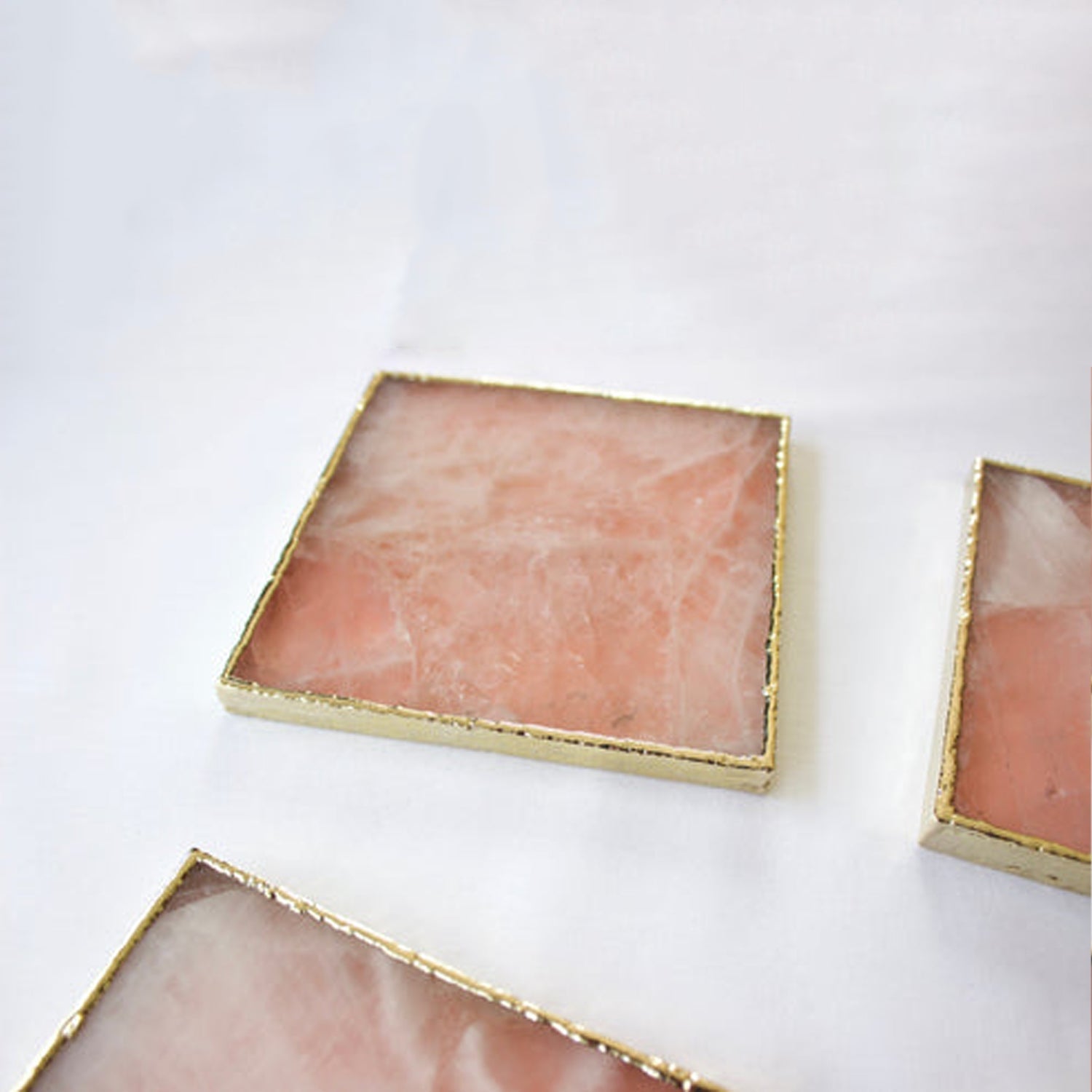 Rose Quartz Agate - Set of 4 Large Square Coasters | Personalised Momentos The Tangerine Store