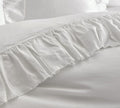 White - 100% Pure Linen | Linen Cotton Mix | 3 Piece Ruffle Duvet Cover Set | Handmade | Pre-washed | Soft The Tangerine Store