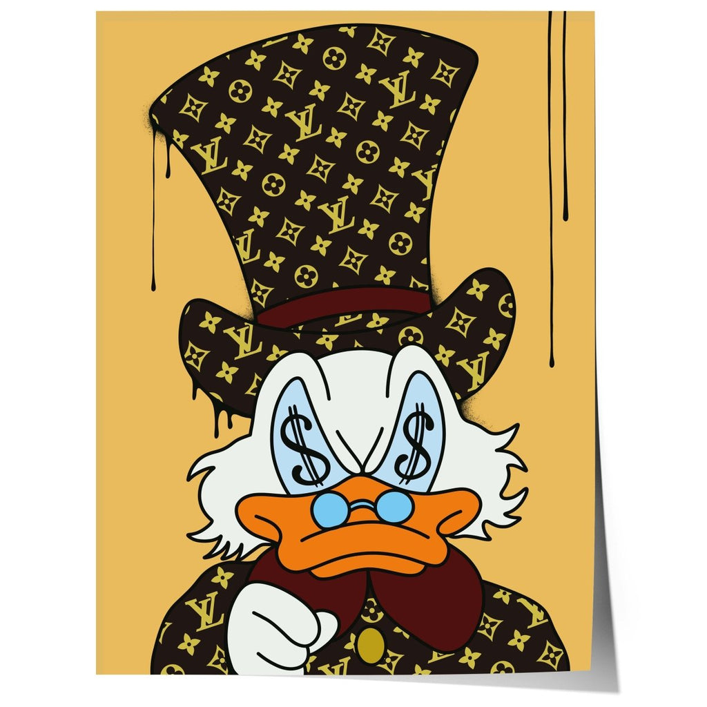 Luxury Duck Cartoon Poster · Money Eyes Design · Pop Art Illustration · Street Art Style · Moderne Wandkunst · Print ohne Rahmen JUSTGOODMOOD