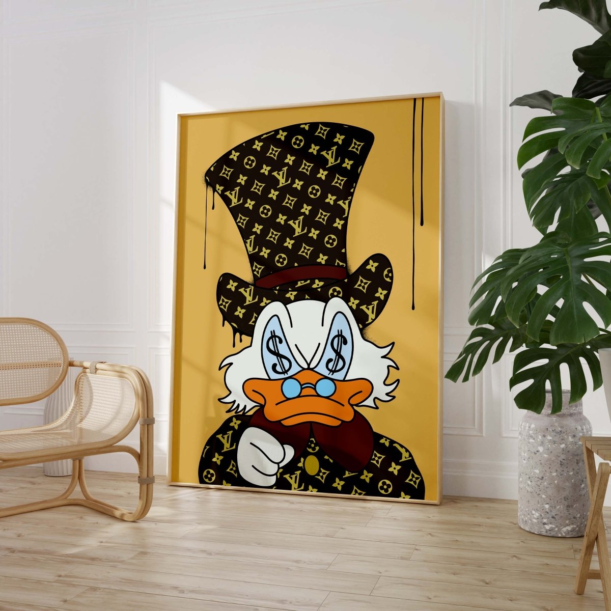Luxury Duck Cartoon Poster · Money Eyes Design · Pop Art Illustration · Street Art Style · Moderne Wandkunst · Print ohne Rahmen JUSTGOODMOOD