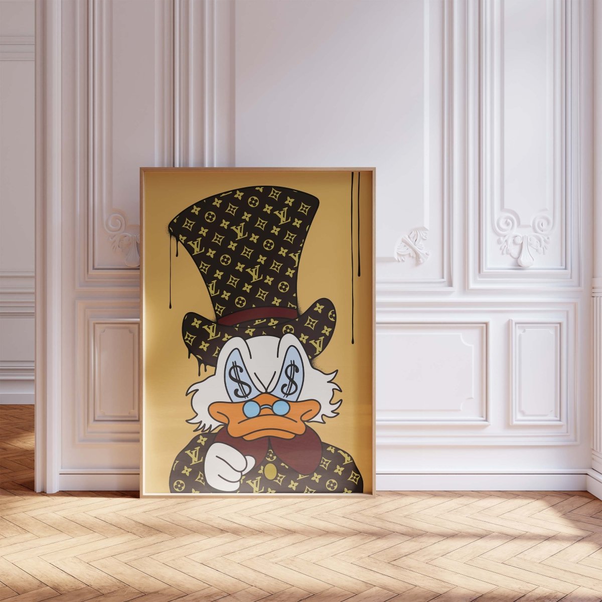 Luxury Duck Cartoon Poster · Money Eyes Design · Pop Art Illustration · Street Art Style · Moderne Wandkunst · Print ohne Rahmen JUSTGOODMOOD