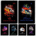 Poster Formel 1 Helm Aquarell Rennfahrer Name Unterschrift Rennnummer · Deko Print ohne Rahmen JUSTGOODMOOD