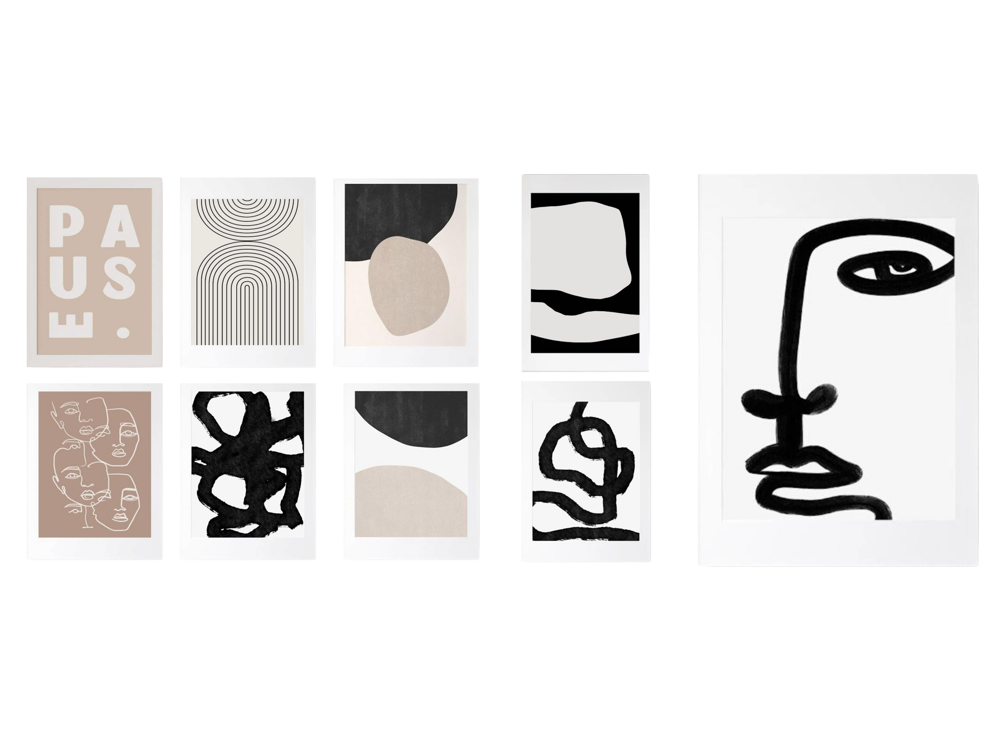Poster Gesichter Linien und abstrakte Formen als Deko Print ohne Rahmen JUSTGOODMOOD