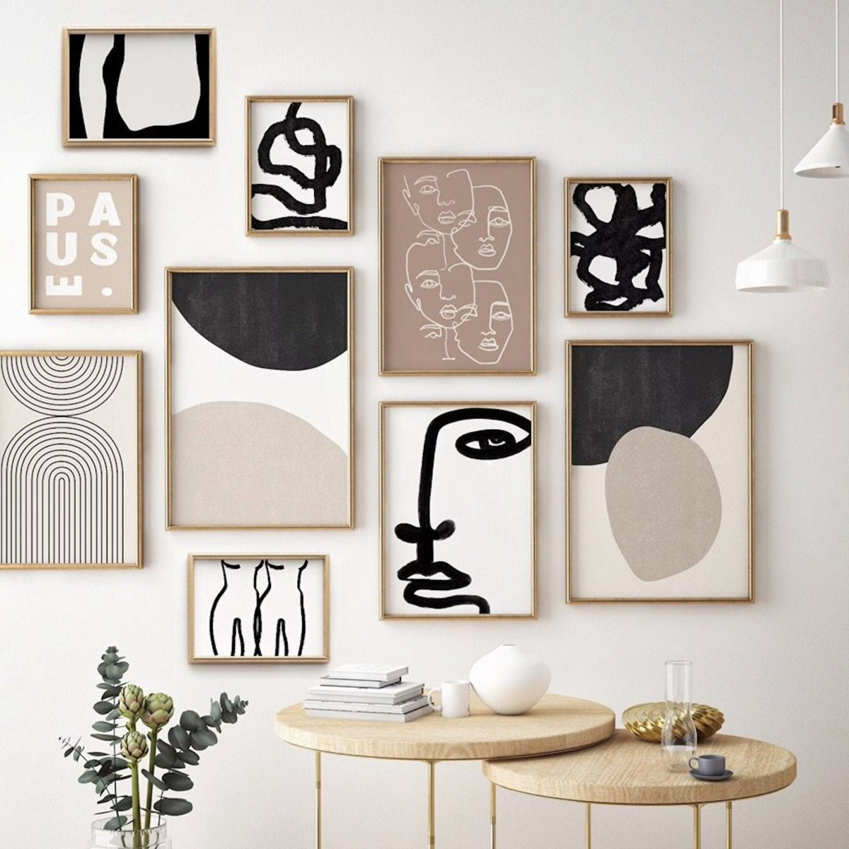 Poster Gesichter Linien und abstrakte Formen als Deko Print ohne Rahmen JUSTGOODMOOD